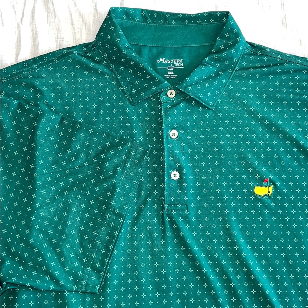 Masters Tech Men’s Teal Performance Polo with Subtle Print